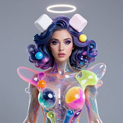 Cosmic Woman with Neon Polymer Hair