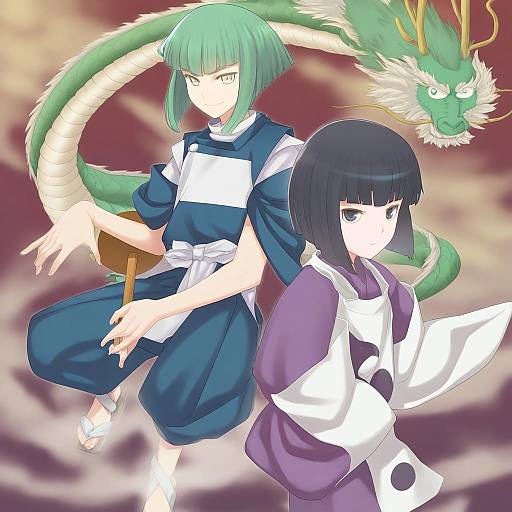 Illustration of Haku (sen to chihiro no kamikakushi), sen to chihiro no kamikakushi in the style of Takunomi