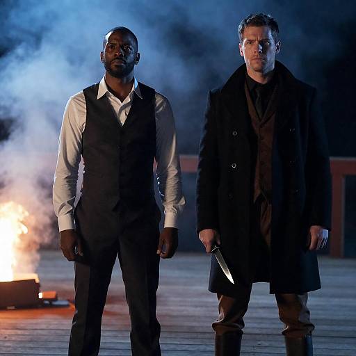 Nighttime Standoff on Wooden Deck