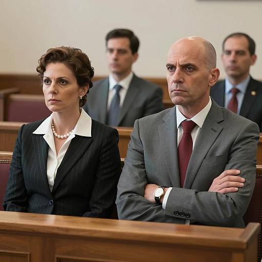 Serious Professionals in Courtroom