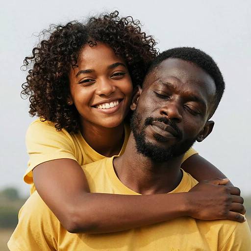 Happy Couple Embracing Outdoors