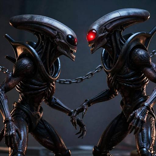 Alien Creatures in Intense Confrontation