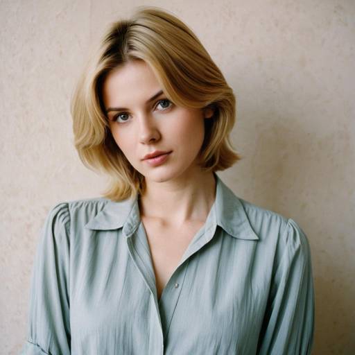 Blonde Woman in Vintage Blouse