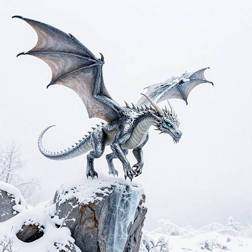 Sleek Silver Dragon Mid-Leap