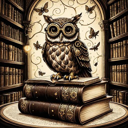 Steampunk Owl in Ancient Library Steampunk Owl in Ancient Library