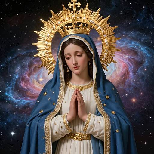 Hyperrealistic Hispanic Holy Mary Universe