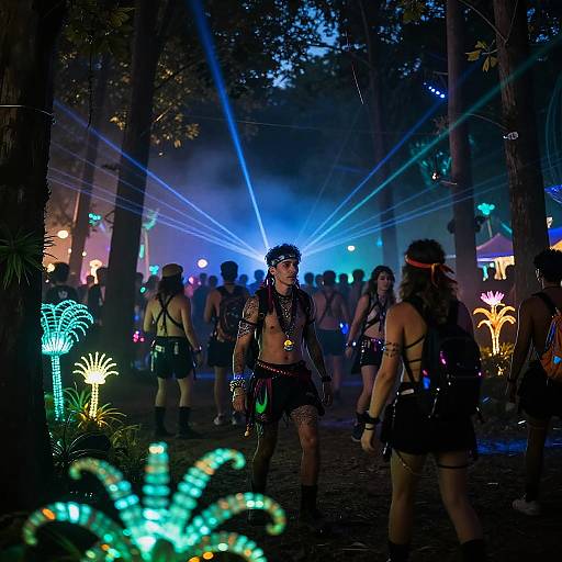 Bioluminescent Forest Rave Scene
