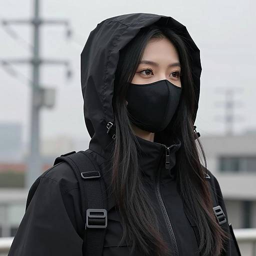 Stealthy Urban Warrior in Black Gear