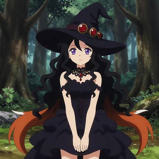 Lavender-Eyed Kitsune Witch in Forest