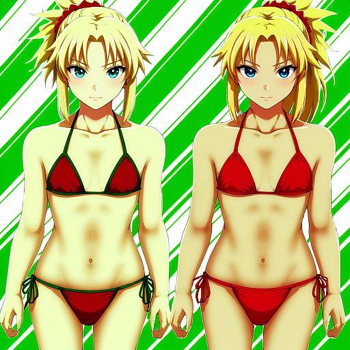 Illustration of Mordred (swimsuit rider) (fate), fate (series) in the style of Alpha (yukai na nakamatachi)