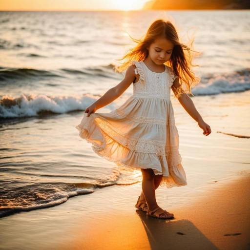 Toddler Girl by the Ocean at Sunset