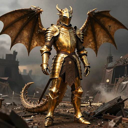 Editorial Dragonborn Paladin in Golden Armor