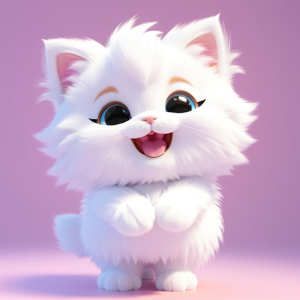 Kawaii Fluffy Kitten 3D Animation