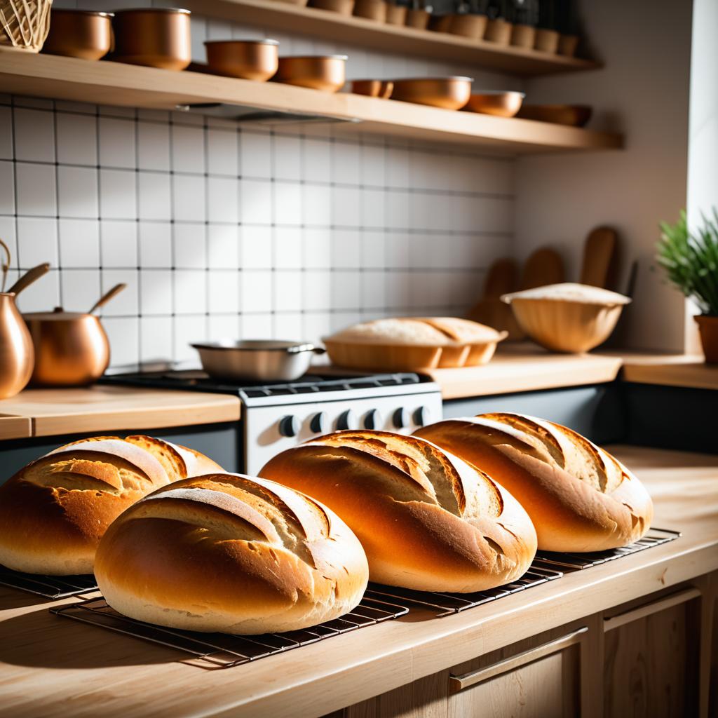 Cozy Kitchen with Freshly Baked Bread