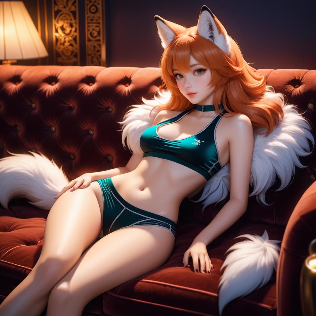 Seductive Fox Girl in Luxurious Setting