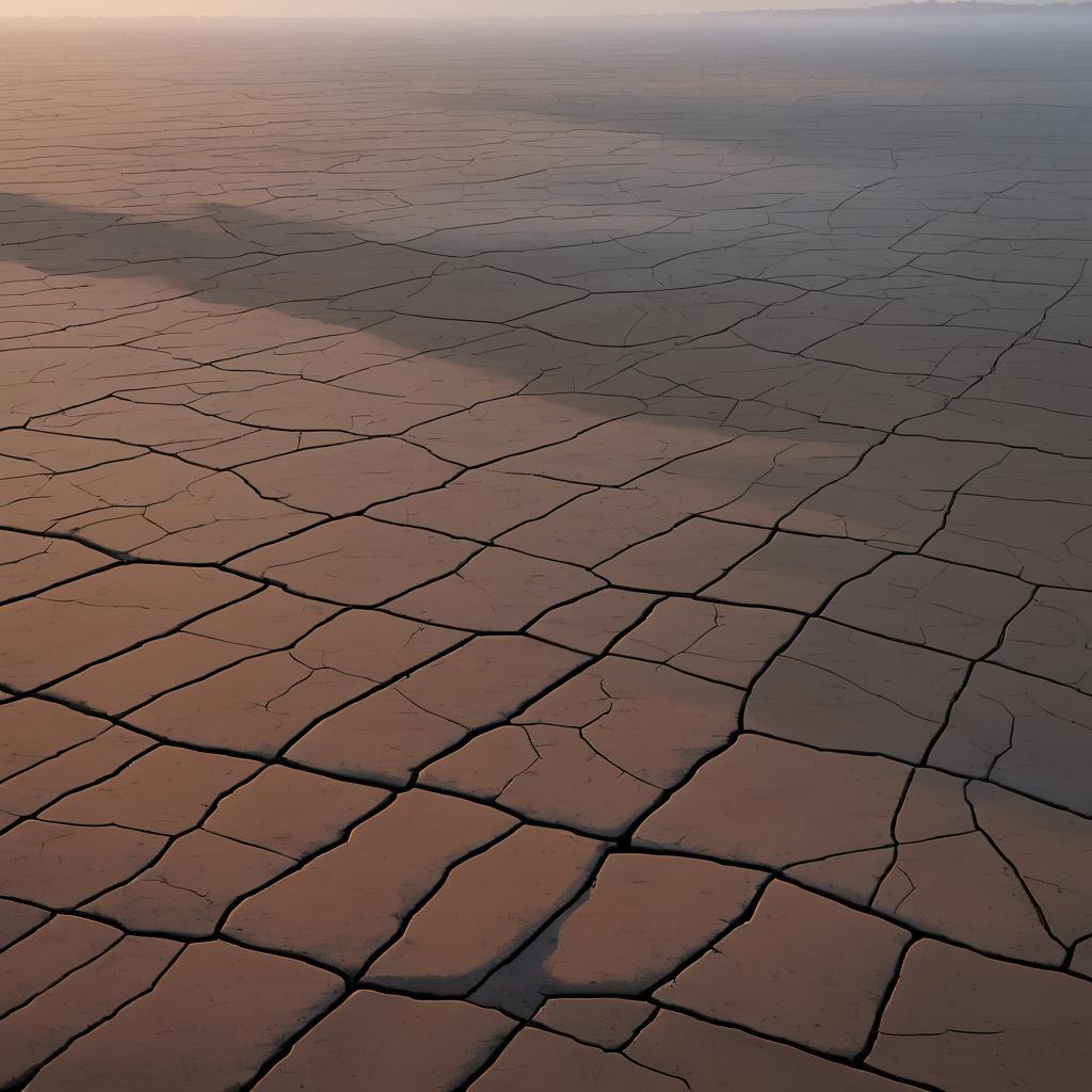 Misty Dawn on Cracked Earth Flats