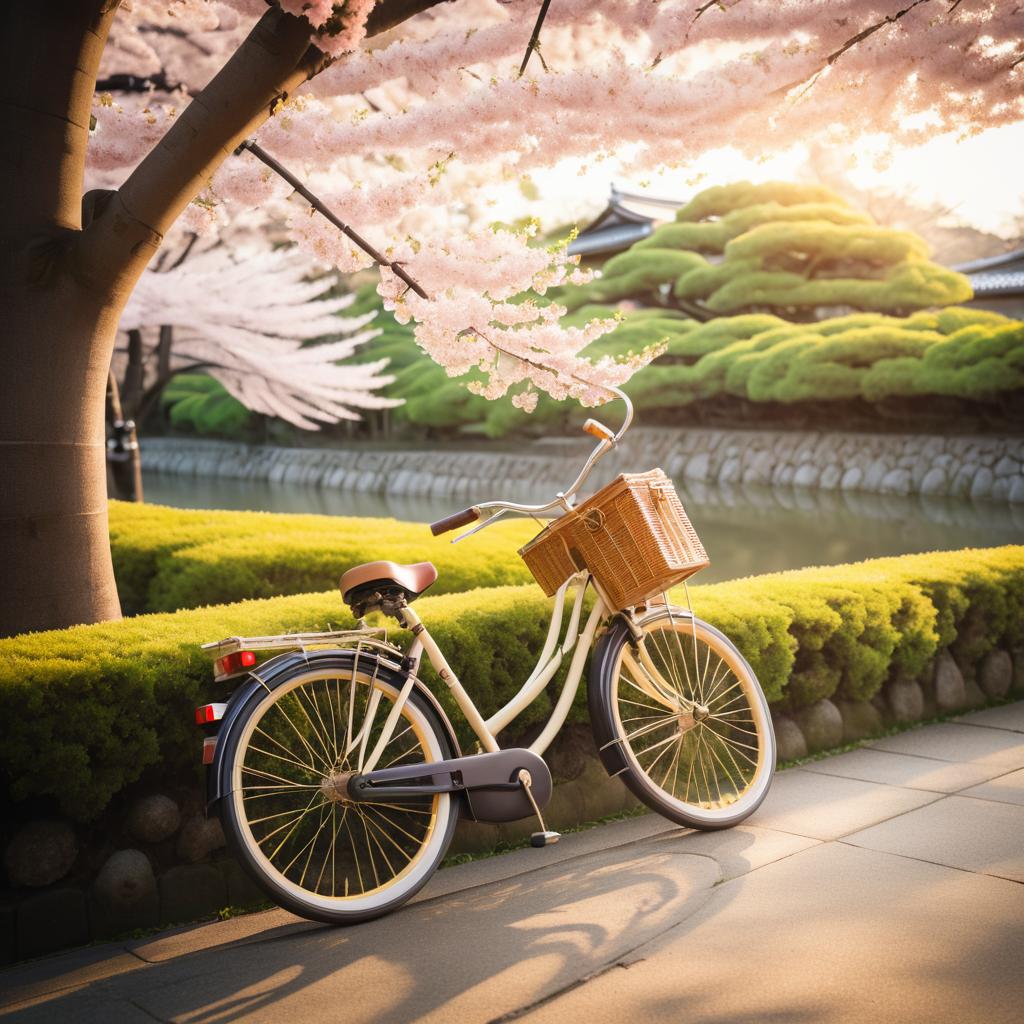 Cherry Blossom Vintage Bicycle in Kyoto