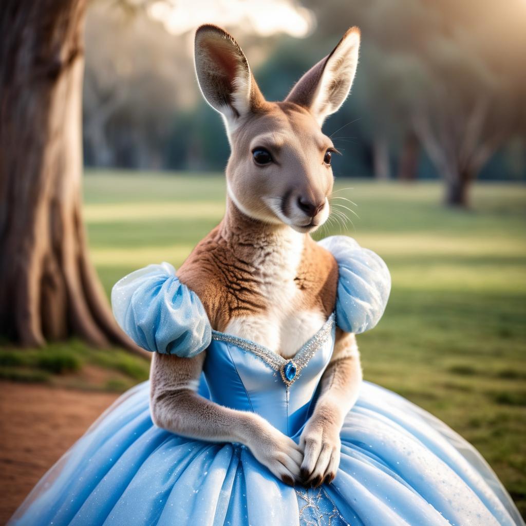 Whimsical Kangaroo as Cinderella Portrait