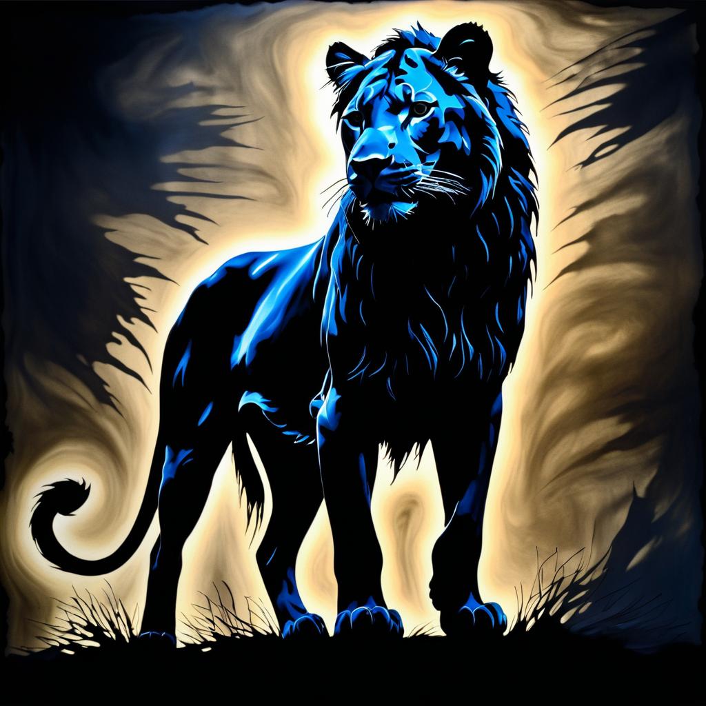 Fierce Lioness Silhouette in Dreamy Darkness