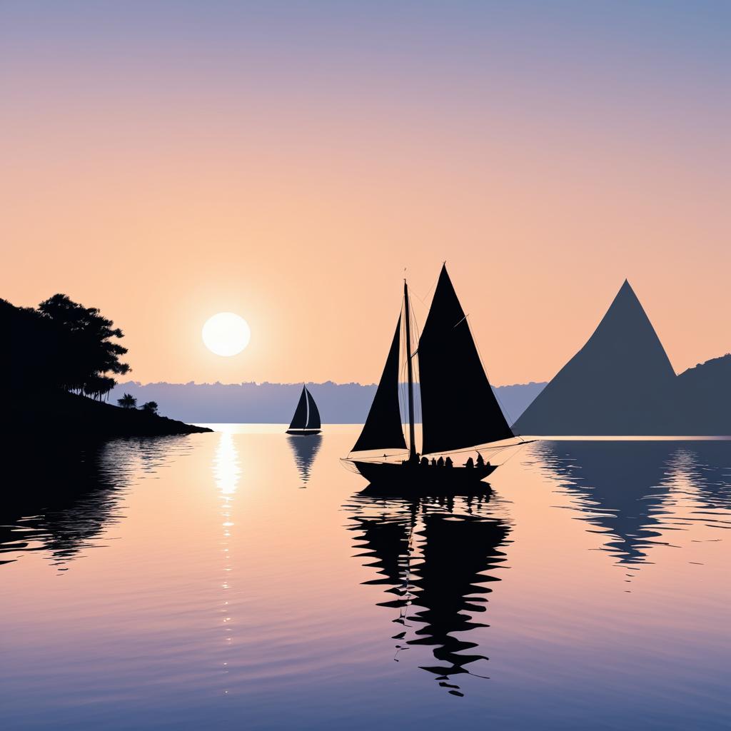 Twilight Sailboat on a Serene Lake