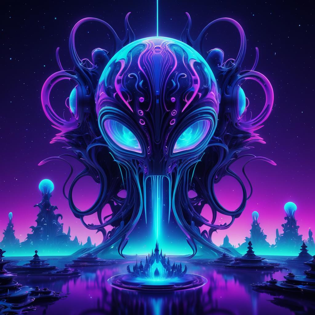 Vibrant Alien Neon Dreams T-Shirt Design