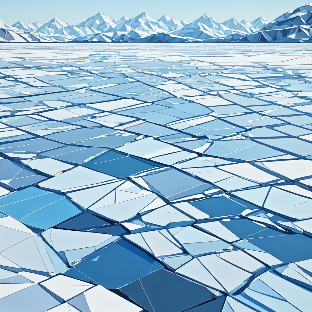 Vibrant Glacier Fields in Low-Poly Style