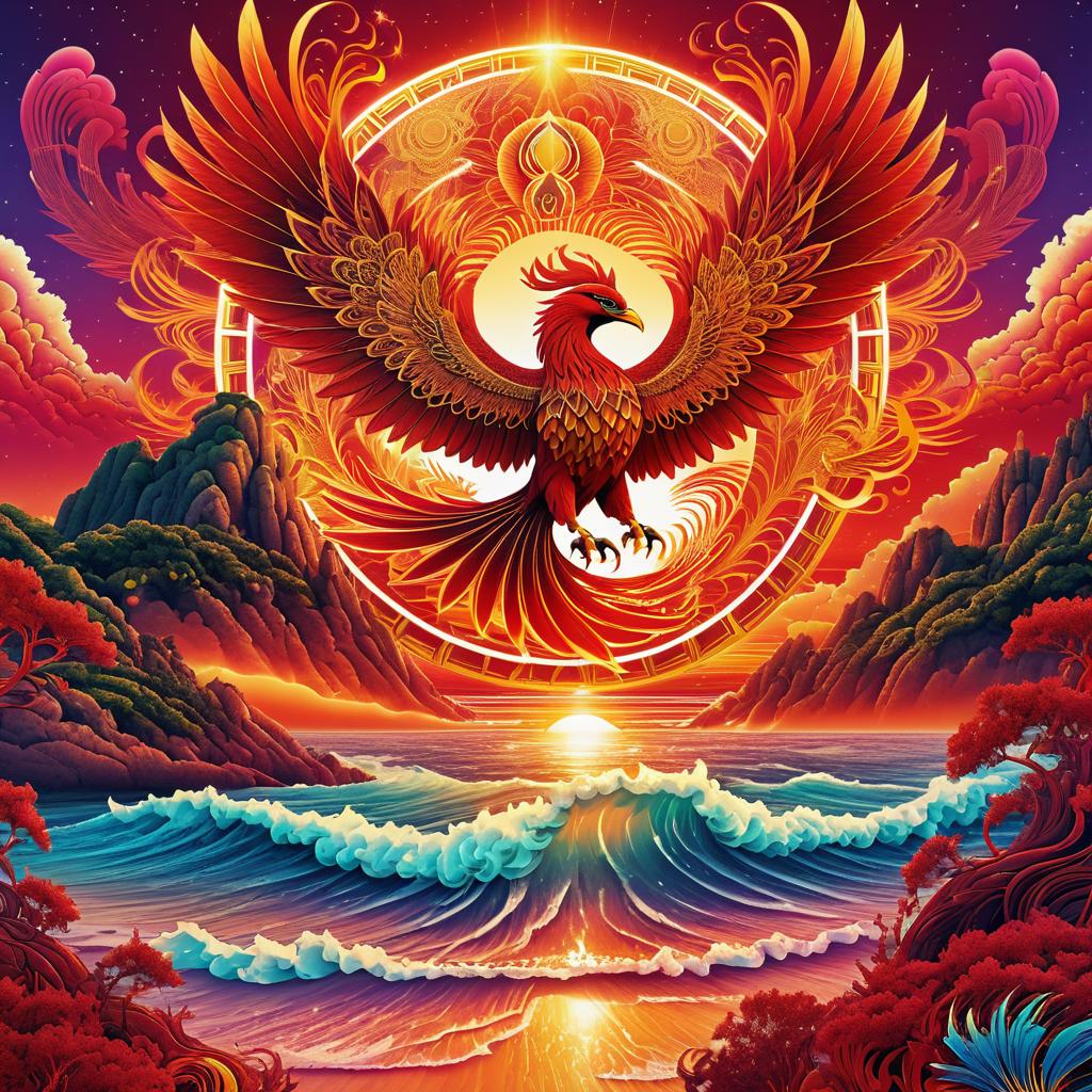 Psychedelic Phoenix Rebirth Thumbnail Art