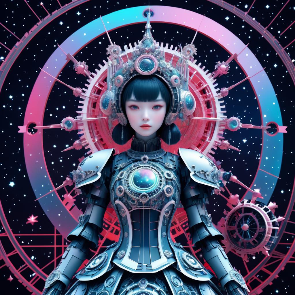 Feminine Robot in Gothic Space Art