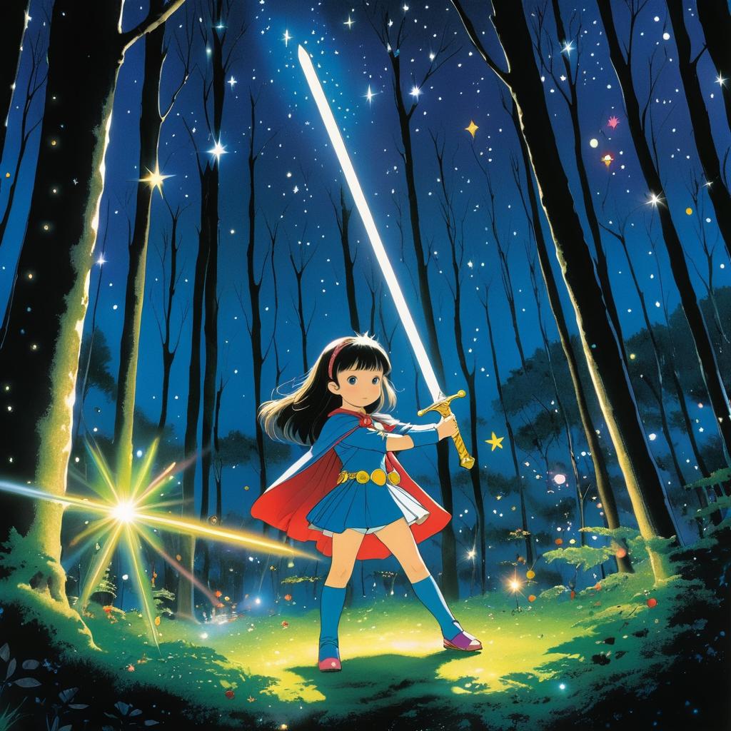 Brave Young Heroine in Magical Forest