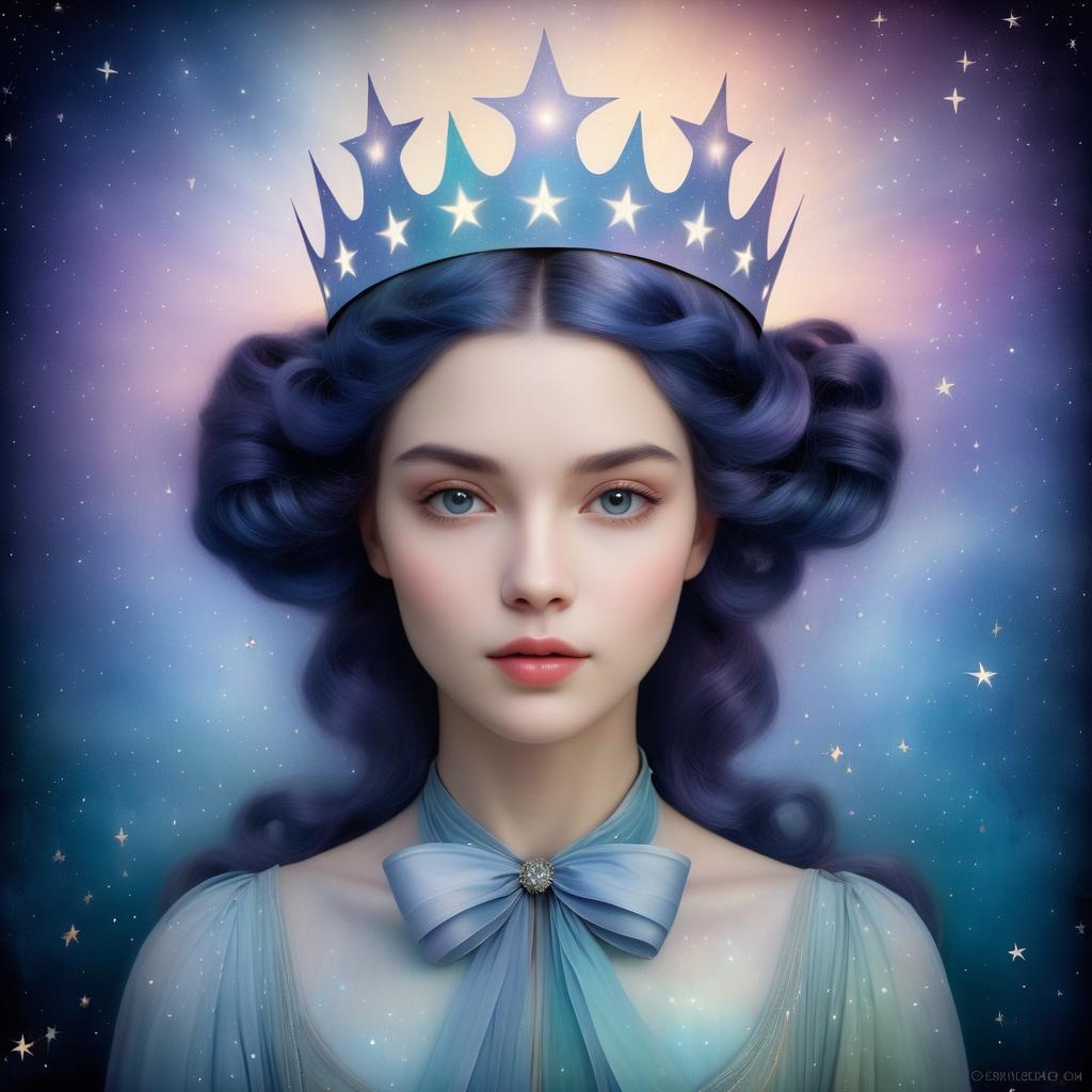 Ethereal Woman with Star Crown Portrait