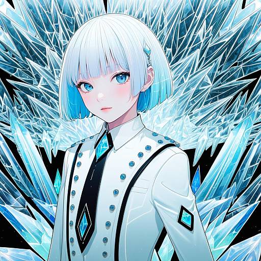 Illustration of Antarcticite, houseki no kuni in the style of Nian (zhanian)