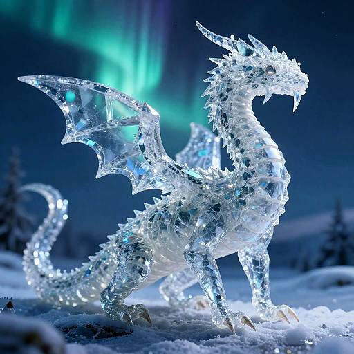 Crystalline Arctic Wyvern Sculpture