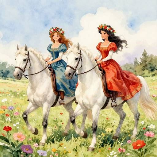 Medieval Princesses on White Horses
