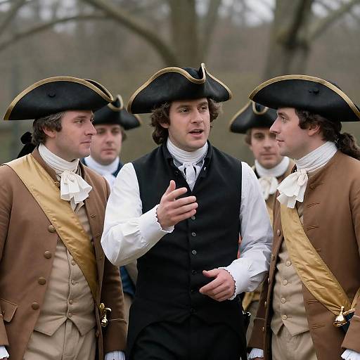 Animated Colonial Men in Tricorn Hats