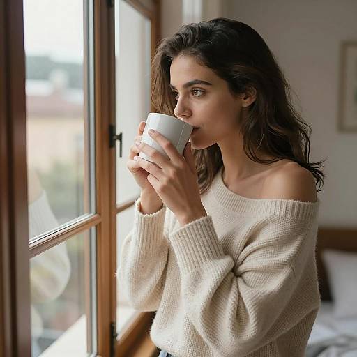 Intimate Portrait of a Woman with Coffee