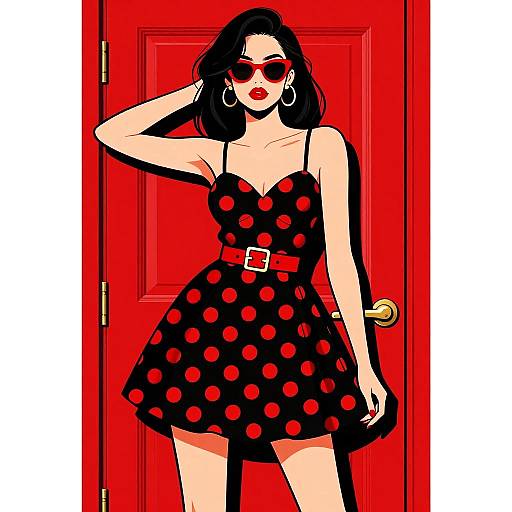 Chic Woman in Polka Dot Dress