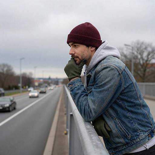 Contemplative Man on a Bridge