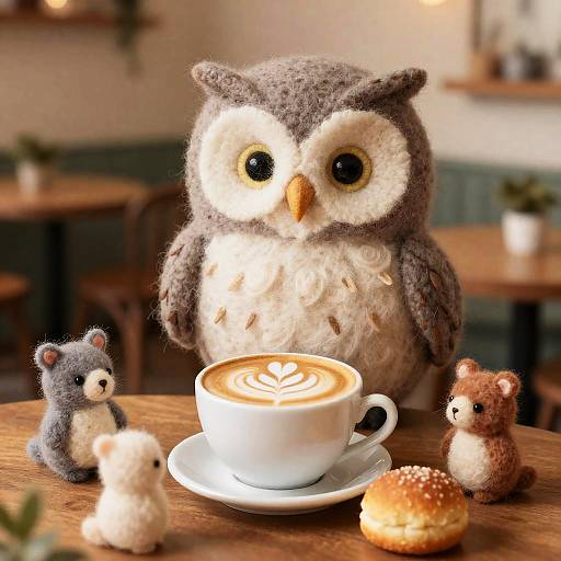 Owl Latte Art at Felted Cafe