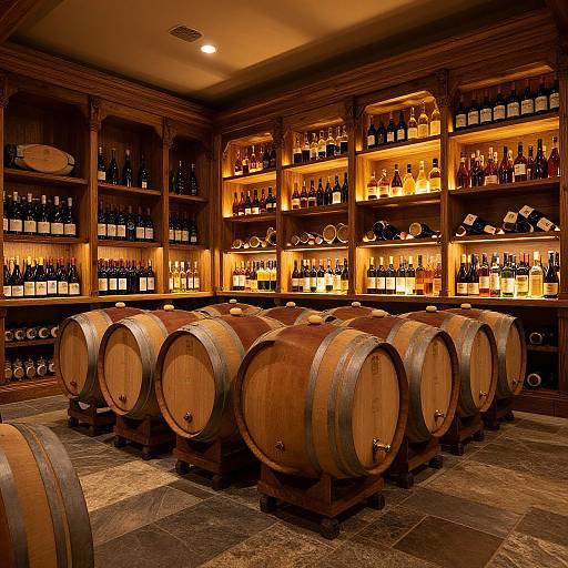 Elegant Wine Cellar with Oak Barrels