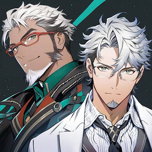 Illustration of Arurandeisu, holostars in the style of Sadamoto yoshiyuki