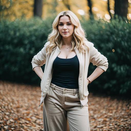 Blonde Woman in Casual Earth Tones Outdoors