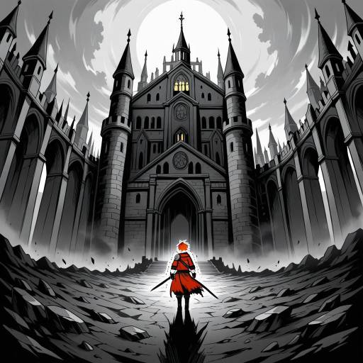 Brave Knight in Sunlit Castle Ruins