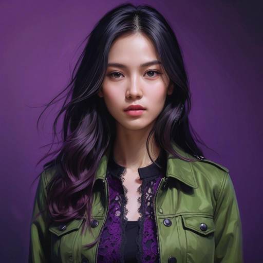 Portrait of young woman with long dark hair