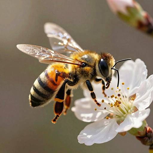 Realistic Bee Hovering Near Flower
