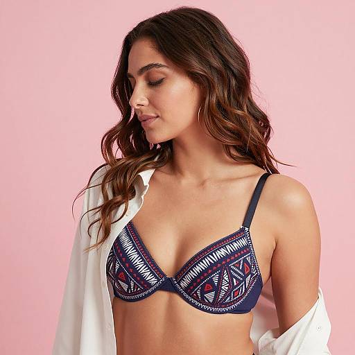 Elegant Woman in Patterned Bra Portrait