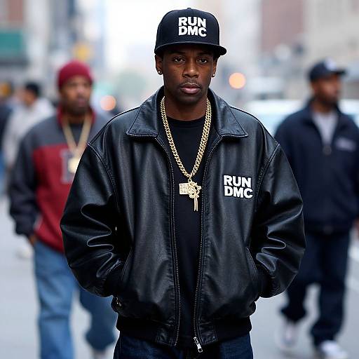 Iconic 1980s Run DMC Hip-Hop Portrait