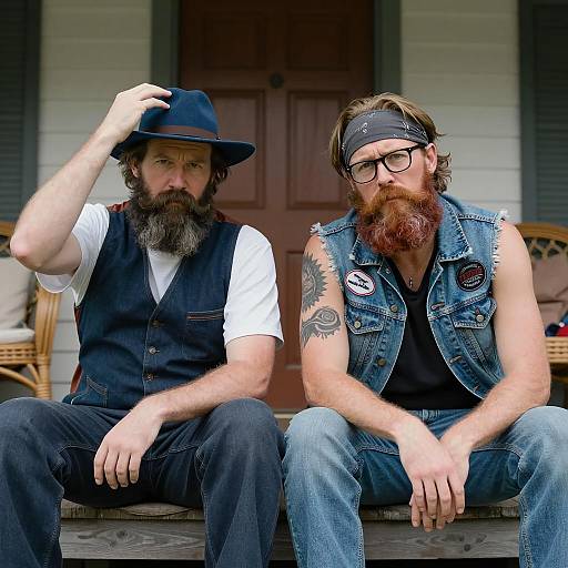 Two Bearded Men on a Porch