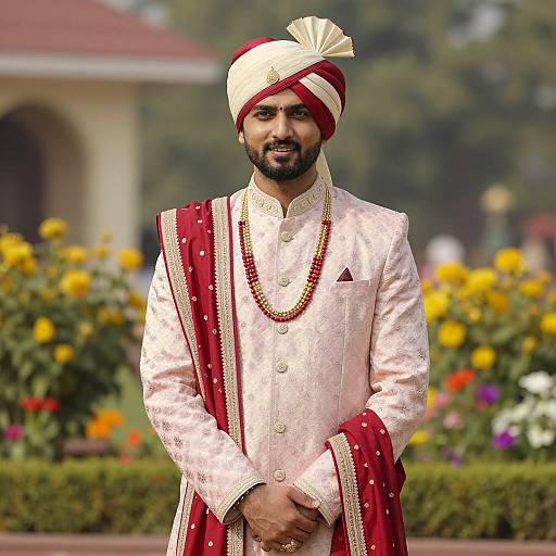 Elegant Hindu Groom in Traditional Attire