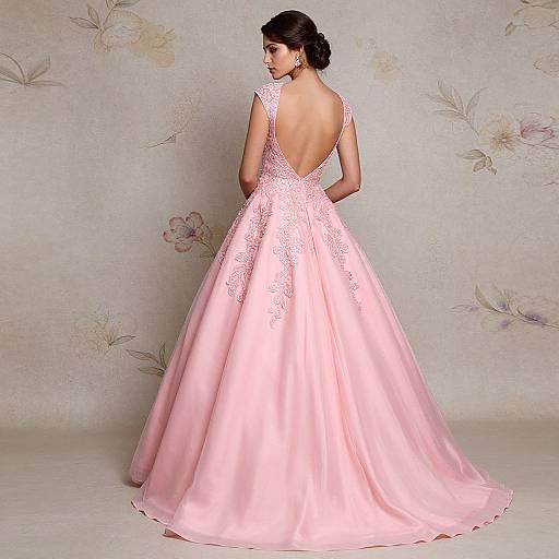 Elegant Woman in Pink Ball Gown