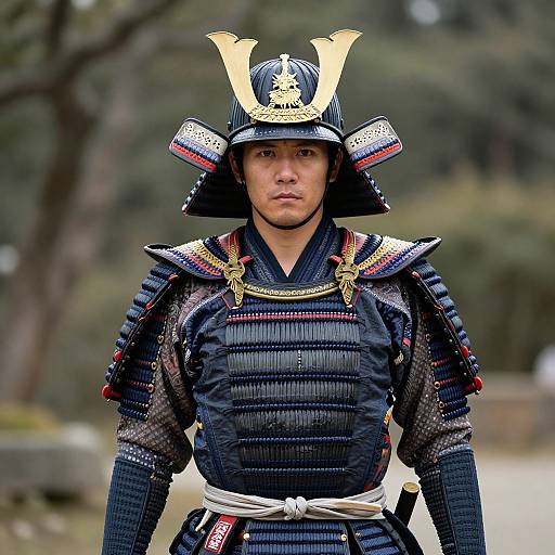 Man in Traditional Samurai Costume